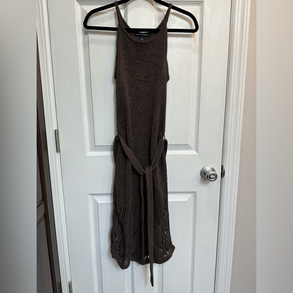 Banana Republic brown crochet sleeveless dress with wrap belt size xs